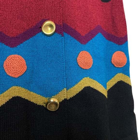 Steve Fabrikant Knit Wool Fringe Southwest Aztec Sweater Dress Black Size Small - Picture 6 of 9